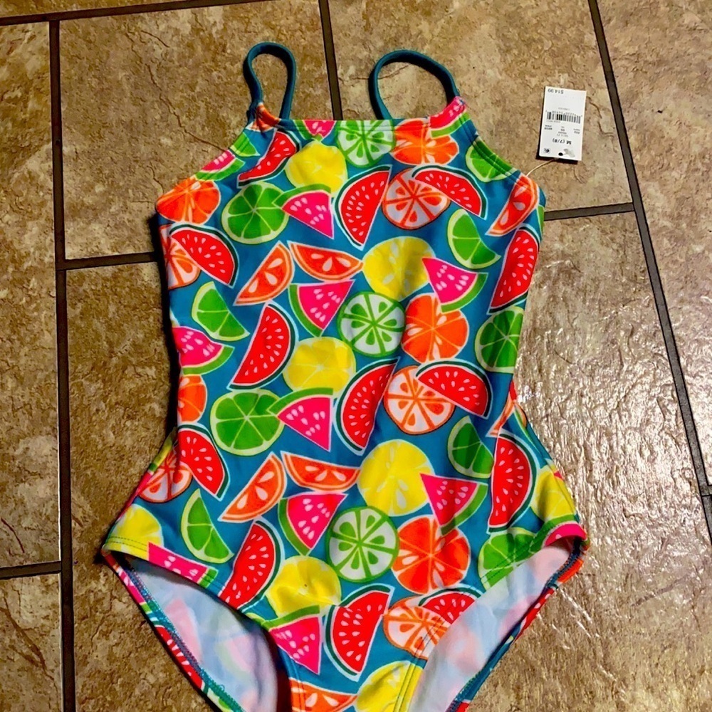 Girl’s Size 7/8 Swimming Suit Colorful Melons and Citrus NWT Summer Beach Pool